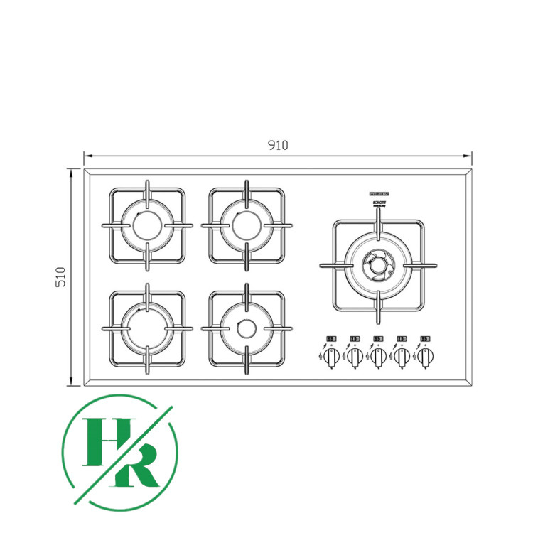 اجاق گاز شیشه ای ایرانی مدل G-5959 i برند استیل البرز L&R